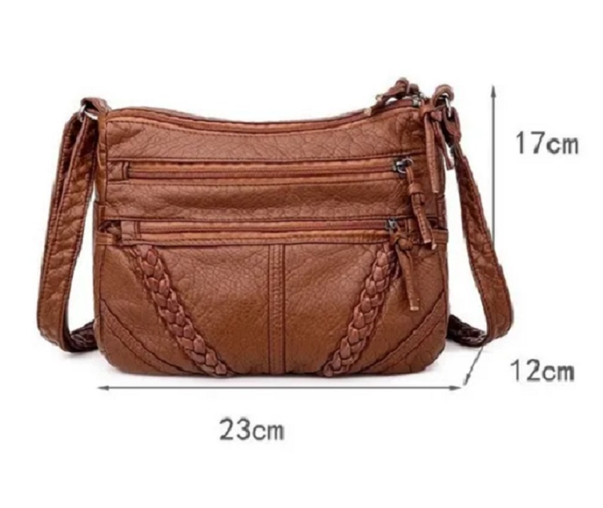 Bolsa Dama Suave Cuero Gran Capacidad Impermeable P/ Viaje