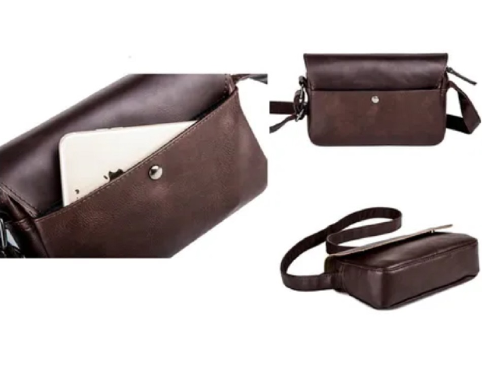 Bolsa Mensajero Hombre Bandolera Piel Impermeable