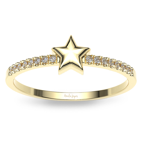 Anillo de promesa en Oro Amarillo de 10K Amelie Joyas