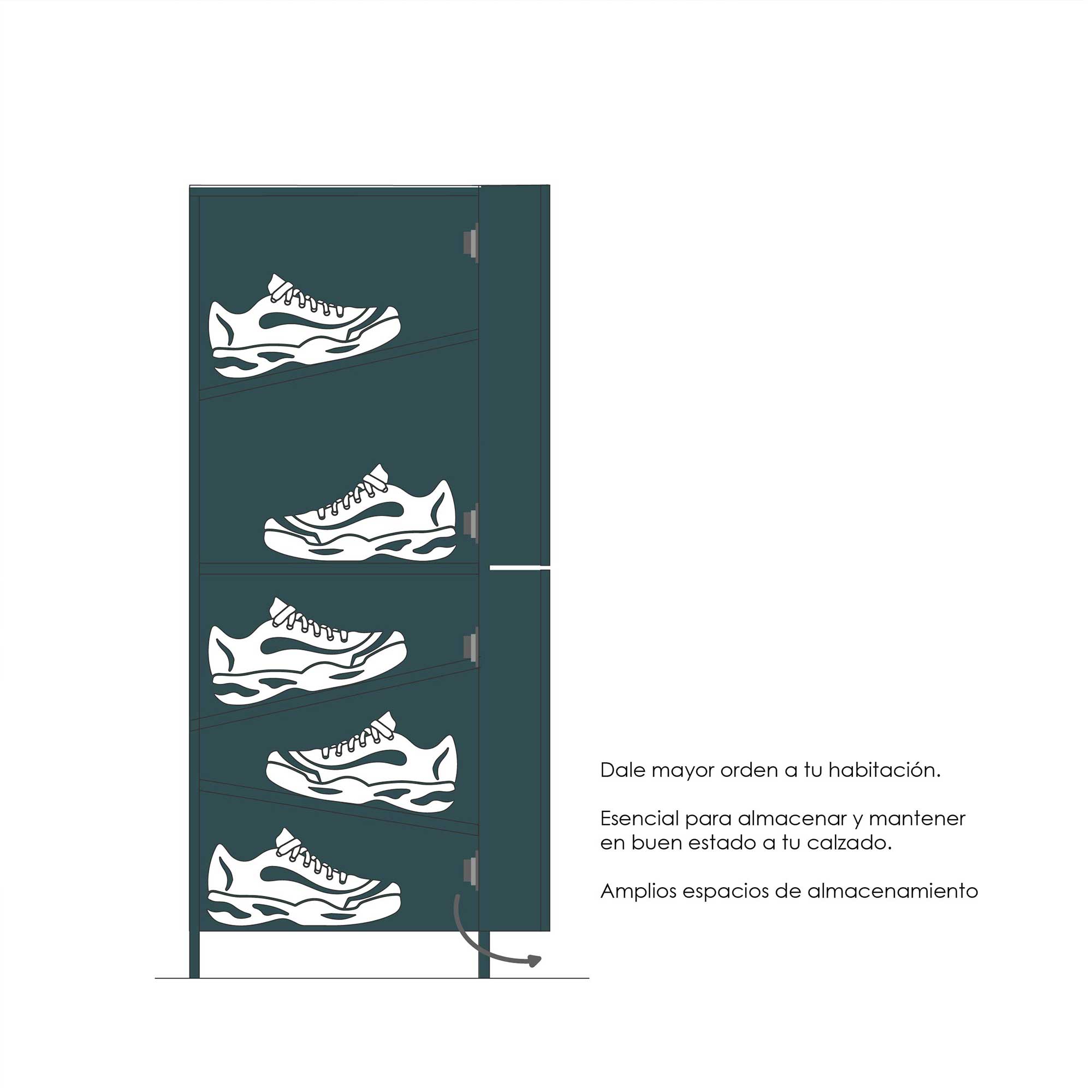 Zapatera mueble, organizador de zapatos de MDP 35cm