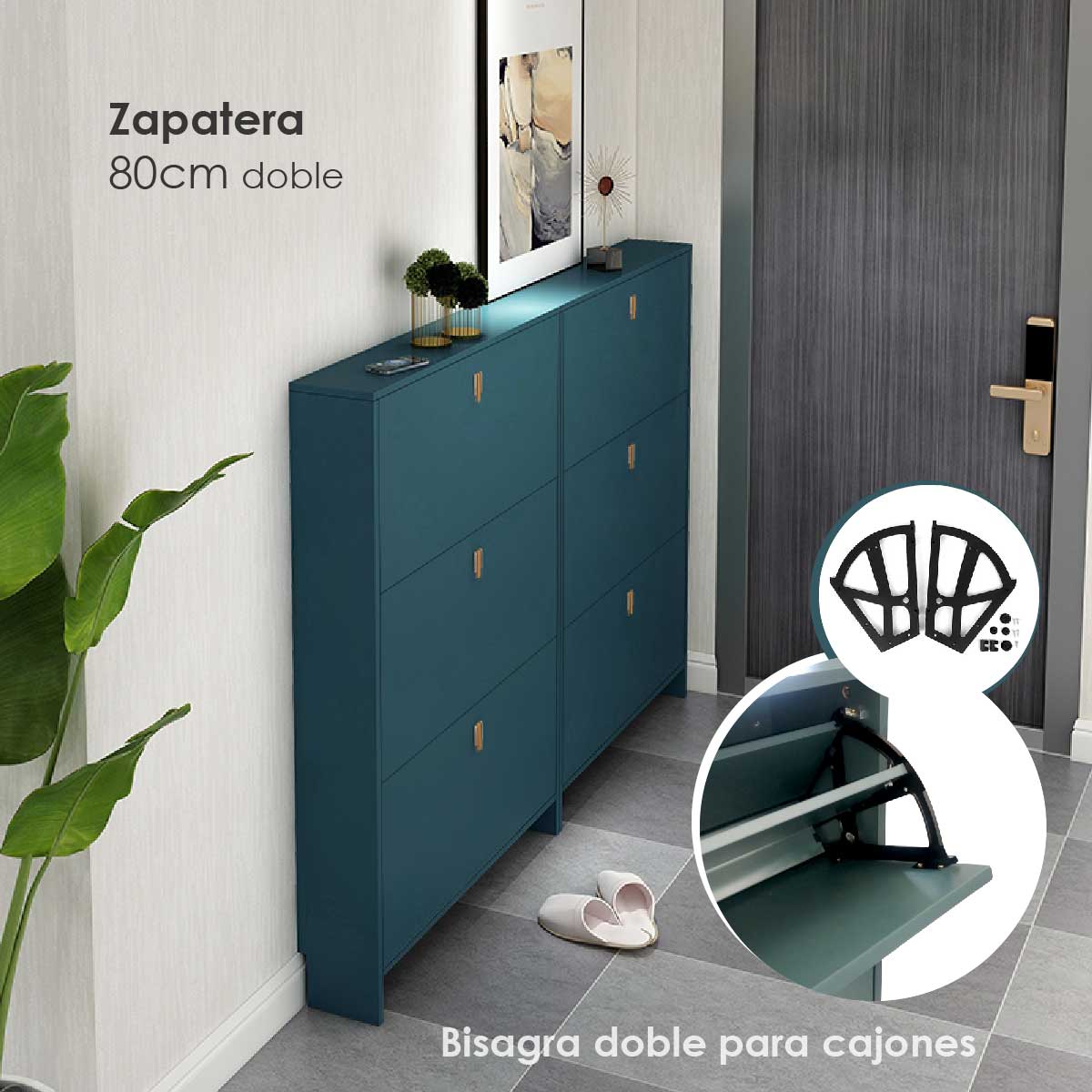 Zapatera mueble, organizador de zapatos de MDP 80 cm doble fila.