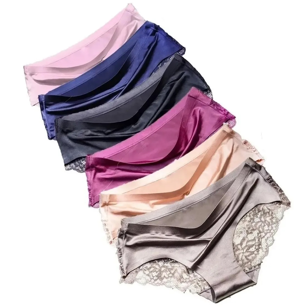 Pantaletas De Encaje Sin Costura Para Mujer, 6 Piezas