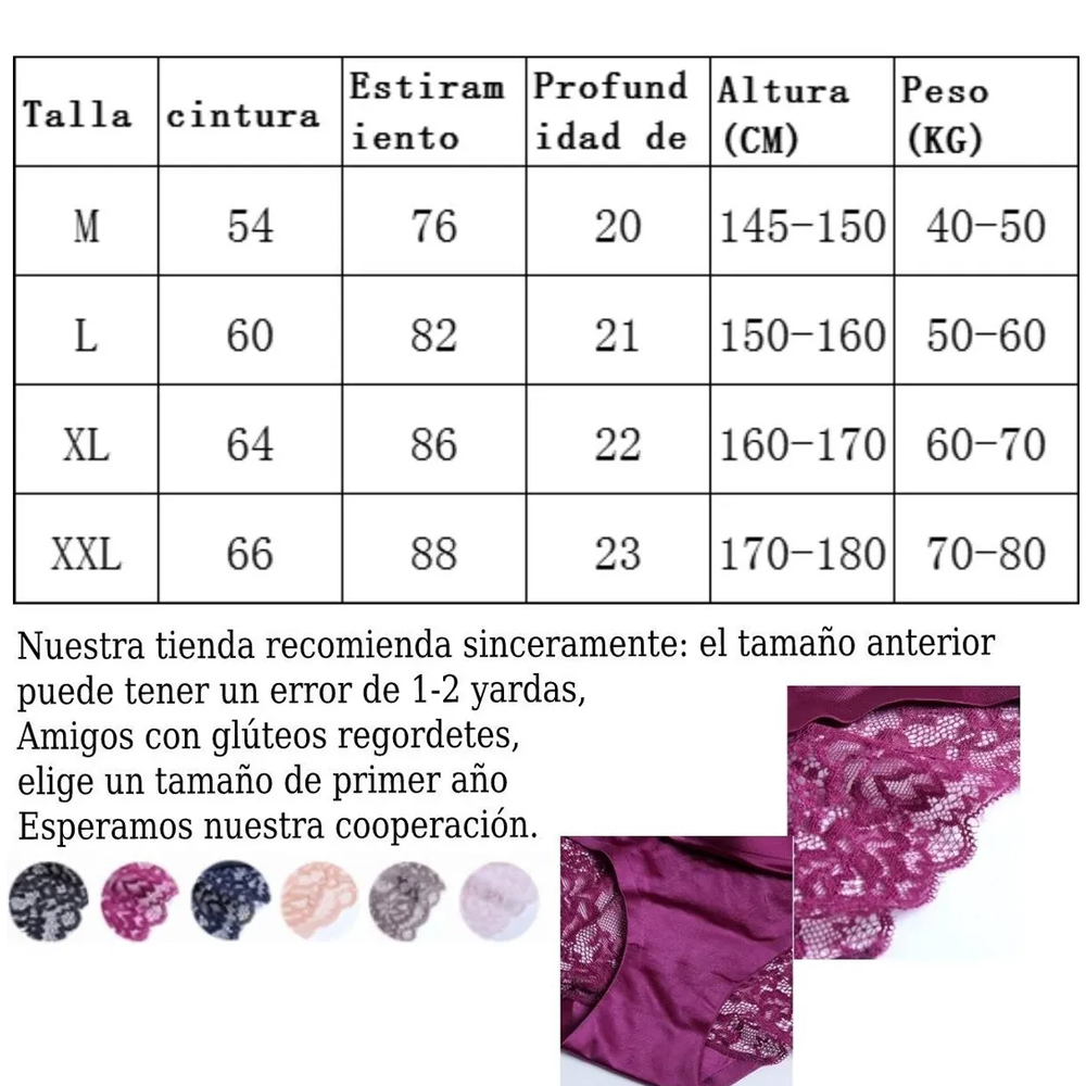 Pantaletas De Encaje Sin Costura Para Mujer, 6 Piezas