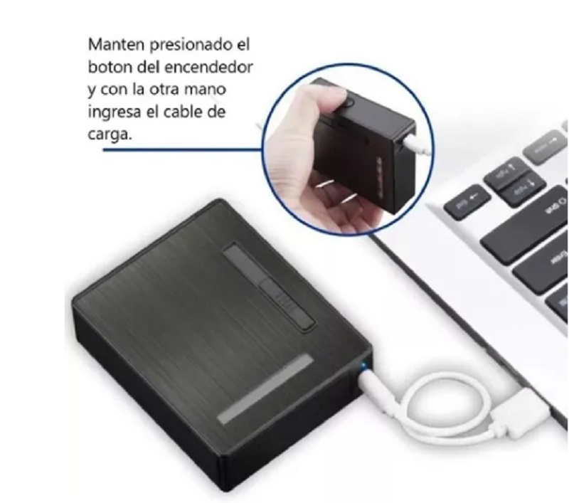 Cigarrera Con Encendedor Electrónico Usb Arco Plasma 2 En 1
