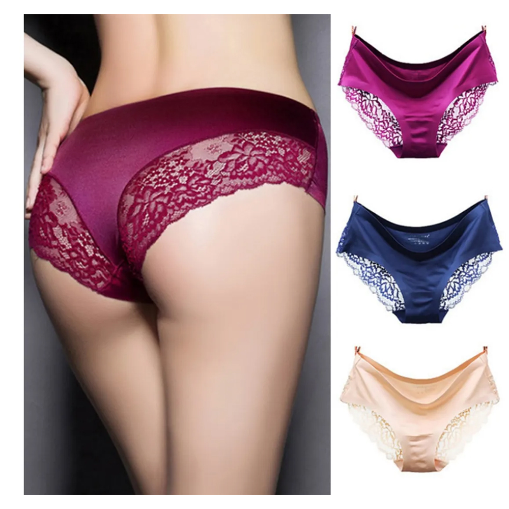 Pantaletas De Encaje Sin Costura Para Mujer, 6 Piezas