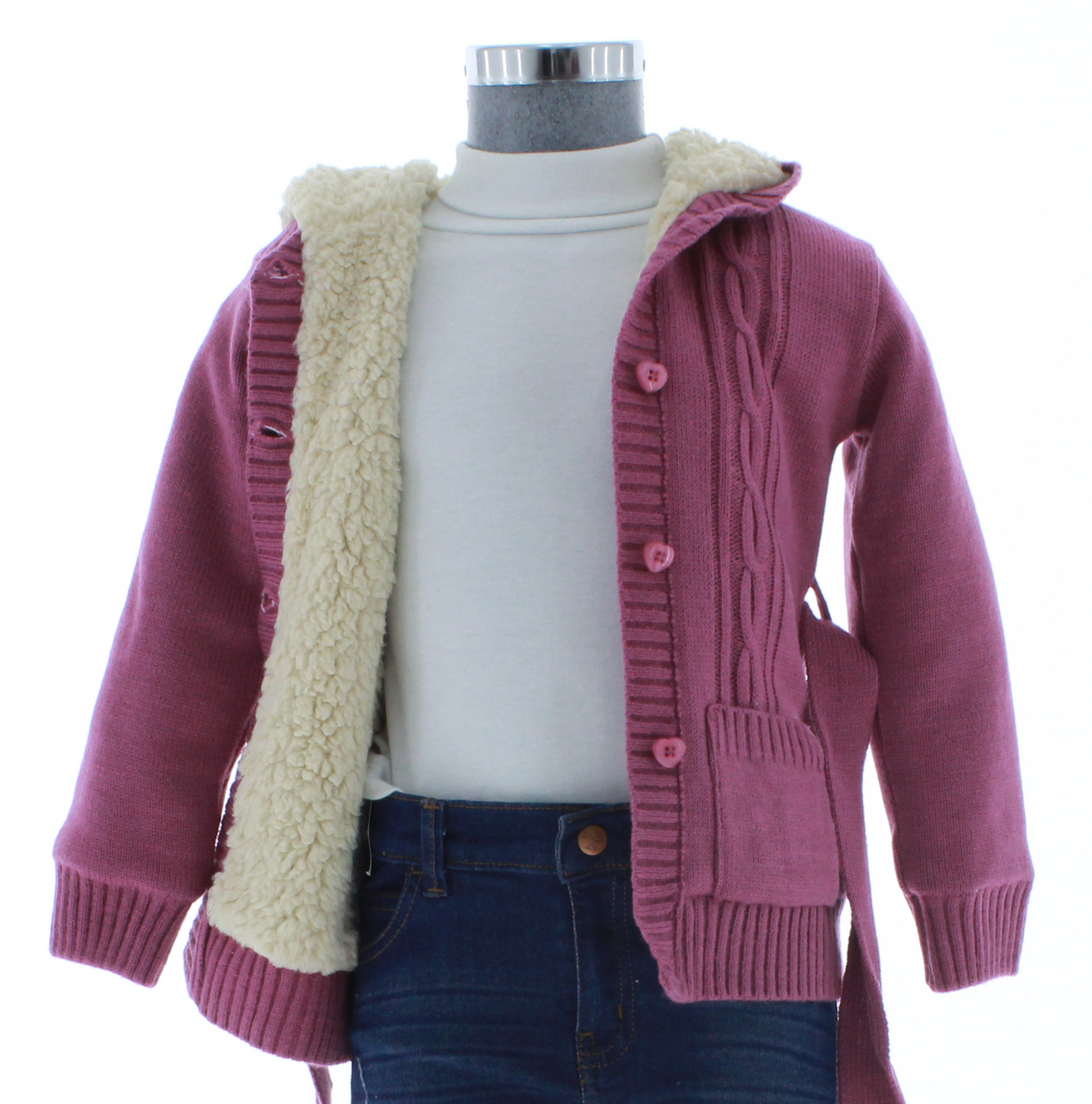 Sueter Niña Rosa Forrado 2748 2 a 12 Años.