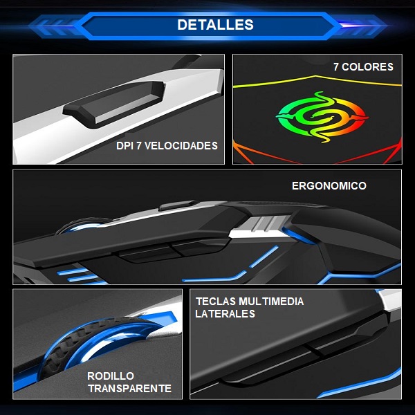 Mouse De Juegos K-snake M12 Rgb 6 Botones Ergonómico Gamer