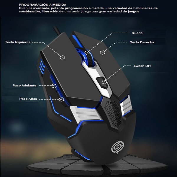 Mouse De Juegos K-snake M12 Rgb 6 Botones Ergonómico Gamer