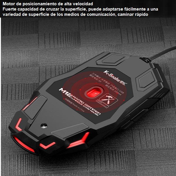 Mouse De Juegos K-snake M12 Rgb 6 Botones Ergonómico Gamer