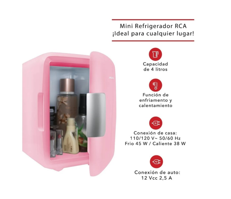 Mini Refrigerador Eléctrico Rca Rosa RC-4P