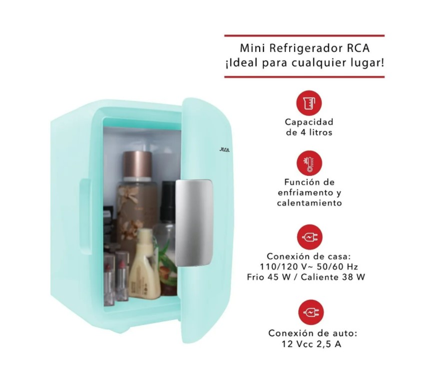Mini Refrigerador Eléctrico Menta Rojo RC-4M