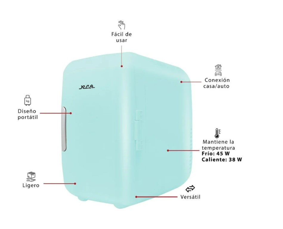 Mini Refrigerador Eléctrico Menta Rojo RC-4M