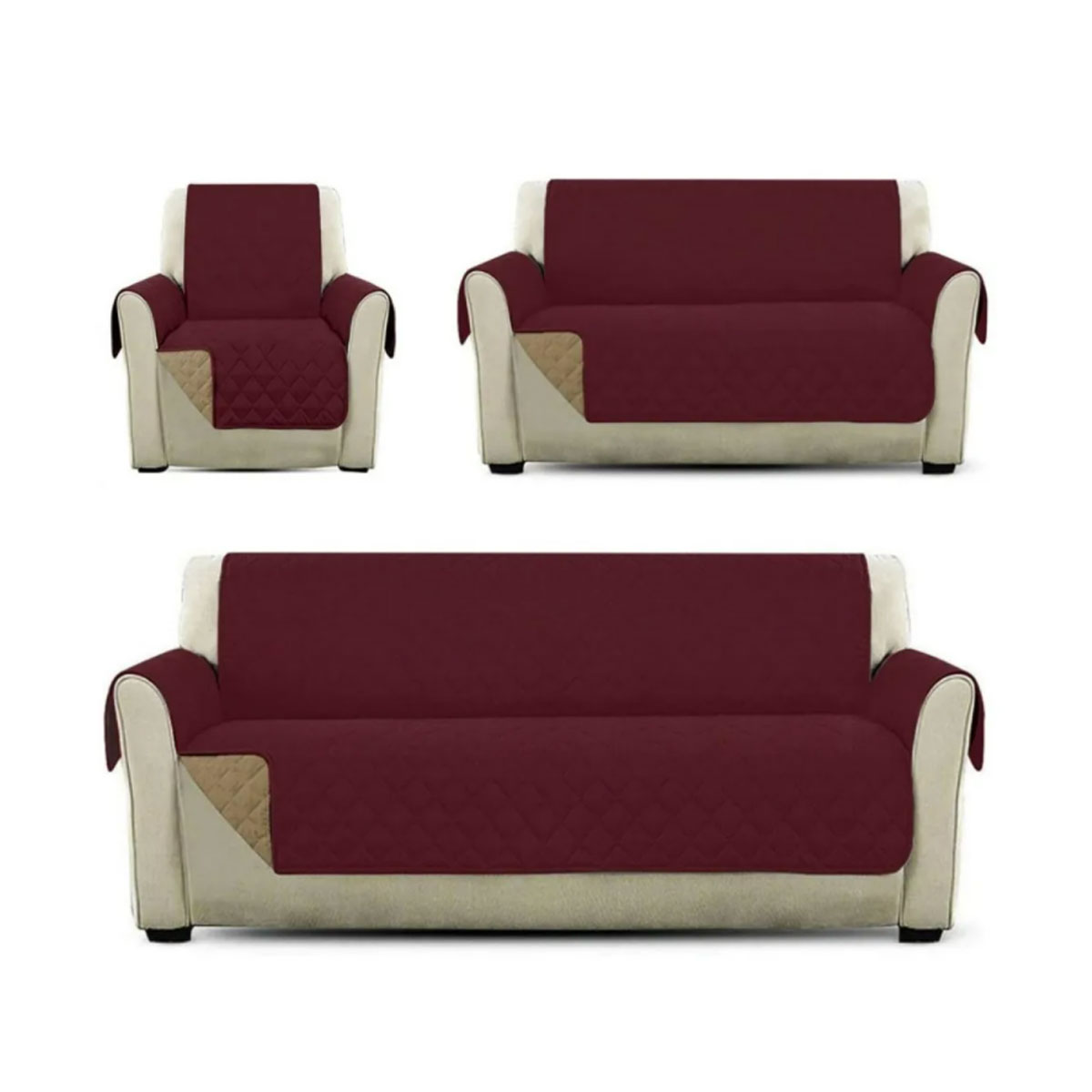 Juego de Protector Cubre Sala 3 Piezas con Doble Vista y Acabado en Tela Extra Suave Home Hacks