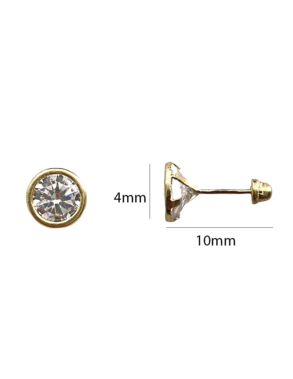 Broquel recto con zirconia Oro 14K - Mancini Joyas