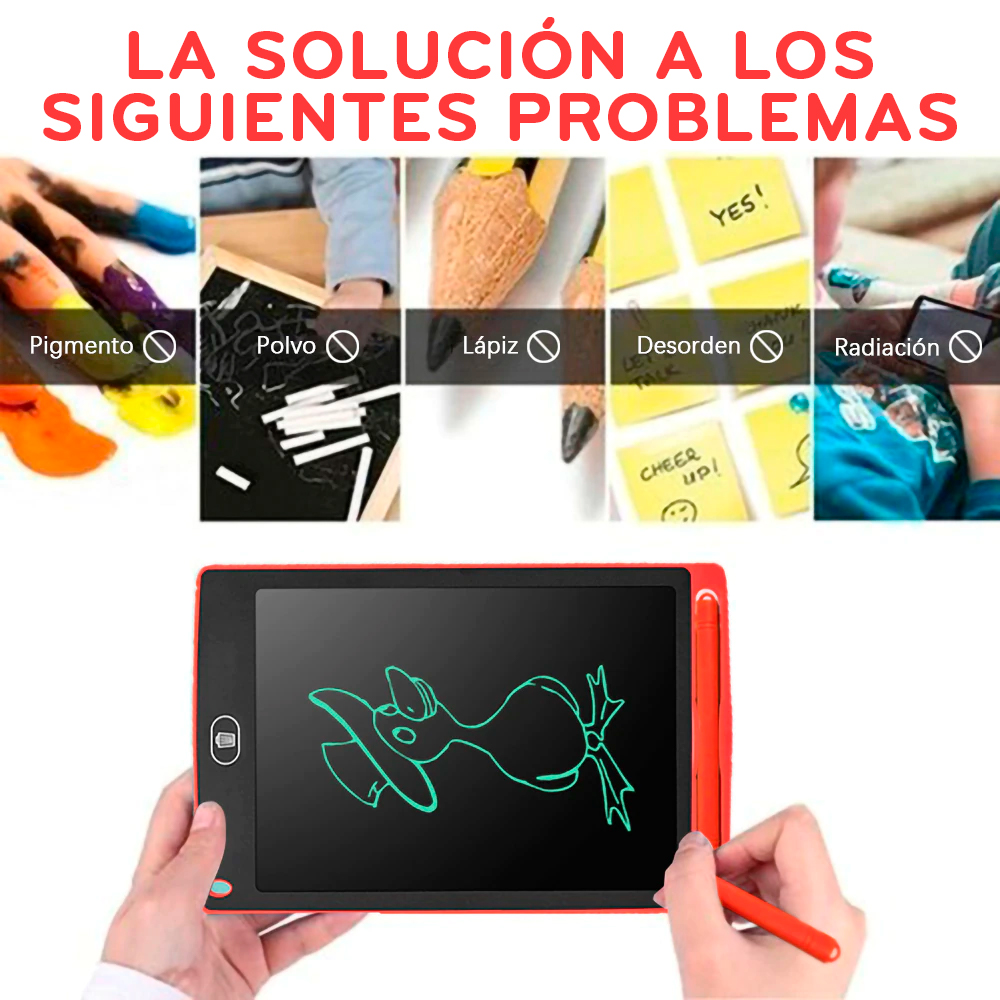 Pizarrón Mágico Infantil LCD 8.5 Pulgadas Tablet Dibujo (Rojo)