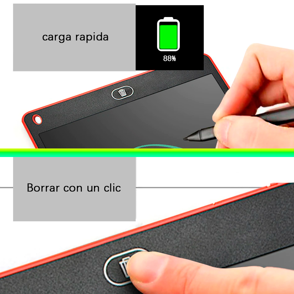 Pizarrón Mágico Infantil LCD 8.5 Pulgadas Tablet Dibujo (Rojo)