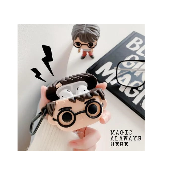 Funda 3D Diseño Cara Harry Potter Airpods Generación 1 Y 2