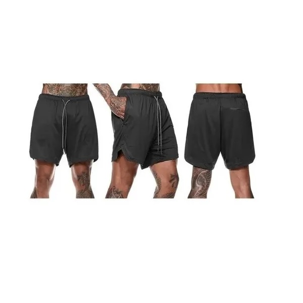 Short Deportivo Con Licra Para Hombre2 En 1 Gym Sport. Chico Gris