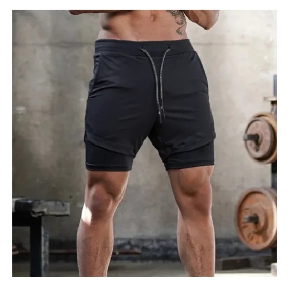 Short Deportivo Con Licra Para Hombre2 En 1 Gym Sport. Chico Gris