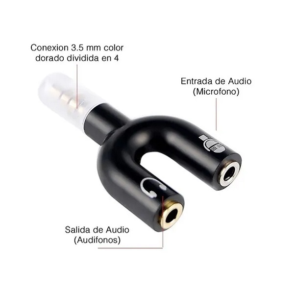 Adaptador De Auriculares Tipo U De 3,5 Mm A Doble 3,5 Mm