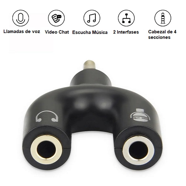 Adaptador De Auriculares Tipo U De 3,5 Mm A Doble 3,5 Mm