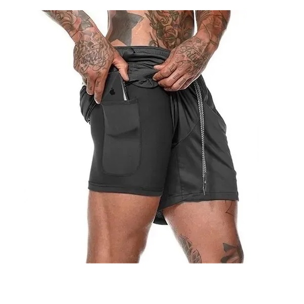 Short Deportivo Con Licra Para Hombre2 En 1 Gym Sport. Grande Gris