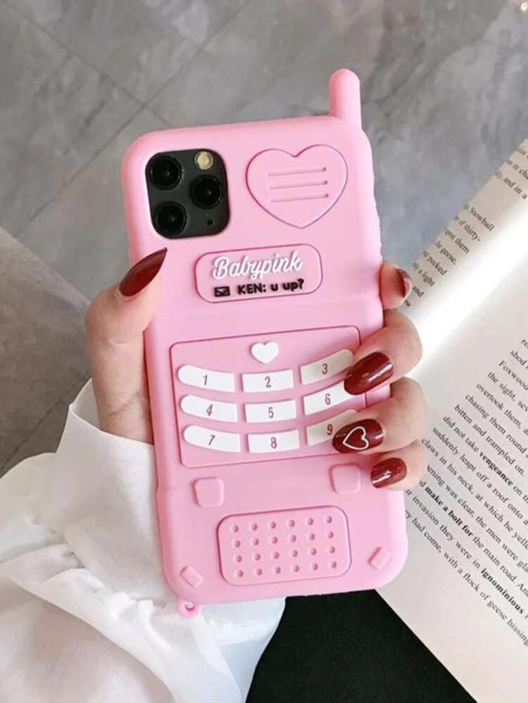Funda 3 D Protector Compatible iPhone 6/7/8 Plus Teléfono Rosa Figura Con Pompon