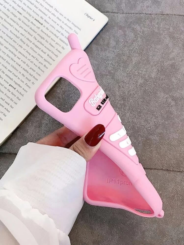 Funda 3 D Protector Compatible iPhone 6/7/8 Plus Teléfono Rosa Figura Con Pompon