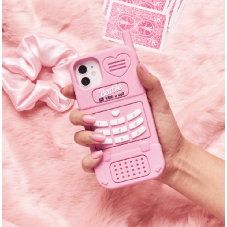 Funda 3 D Protector Compatible iPhone 6/7/8 Plus Teléfono Rosa Figura Con Pompon
