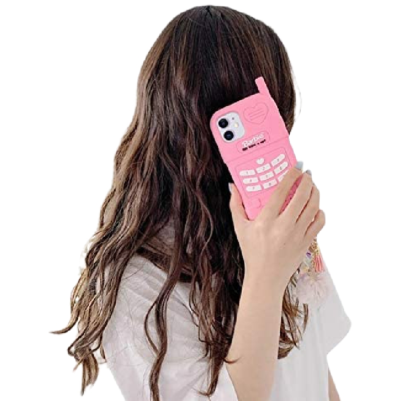 Funda 3 D Protector Compatible iPhone 6/7/8 Plus Teléfono Rosa Figura Con Pompon