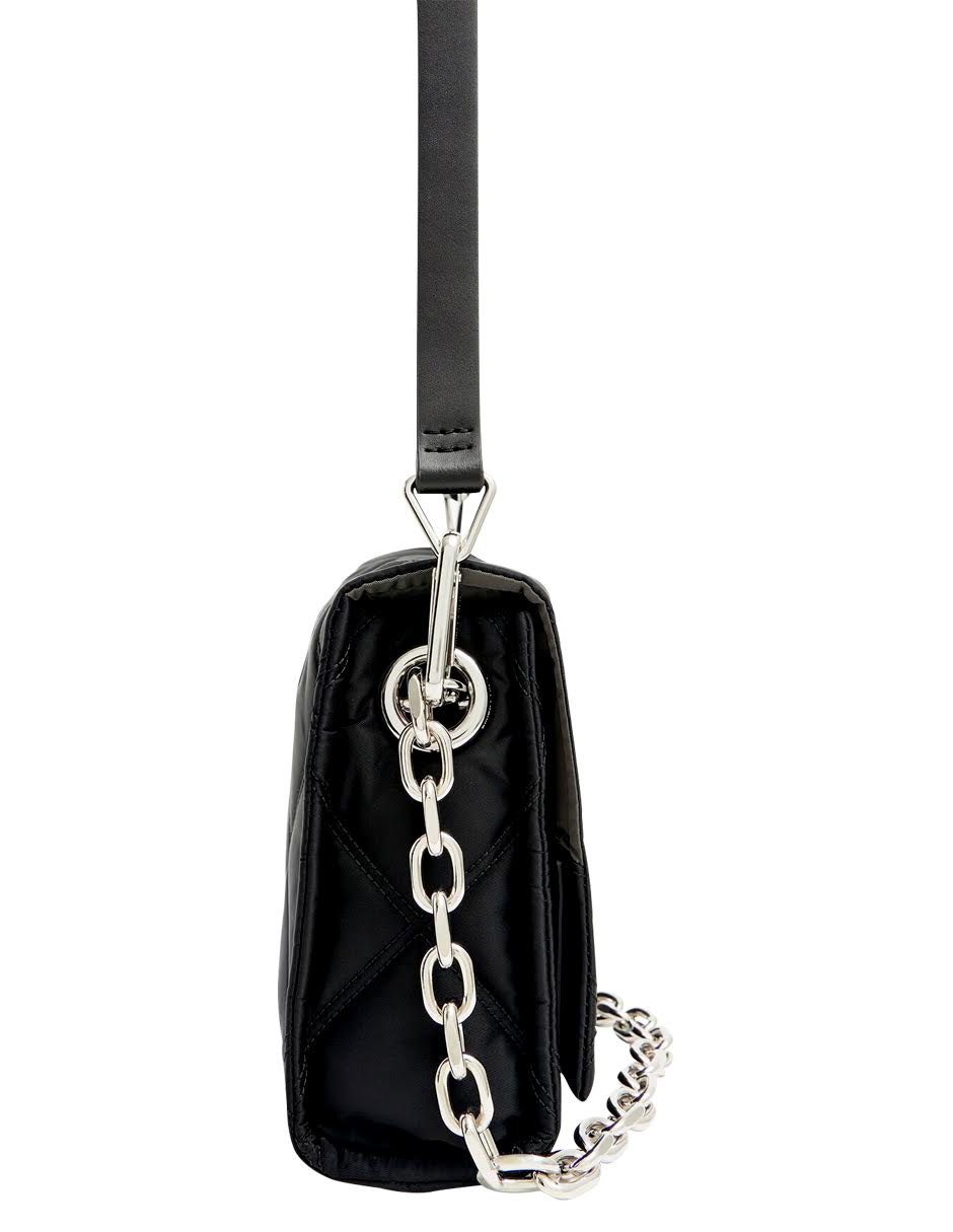 Bolso Bimba Y Lola Bandolera Nylon Acolchado Negro 25x22 Cm