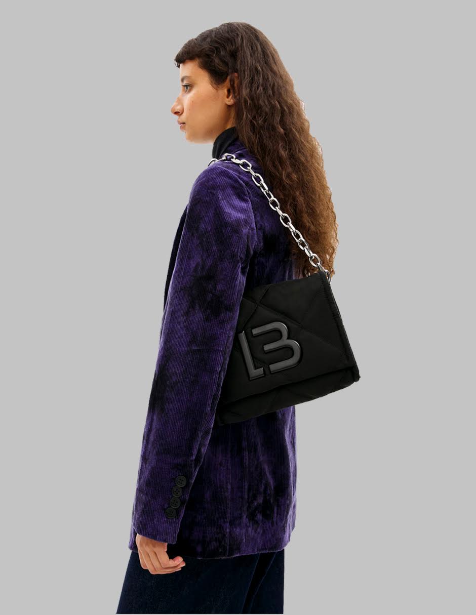 Bolso Bimba Y Lola Bandolera Nylon Acolchado Negro 25x22 Cm