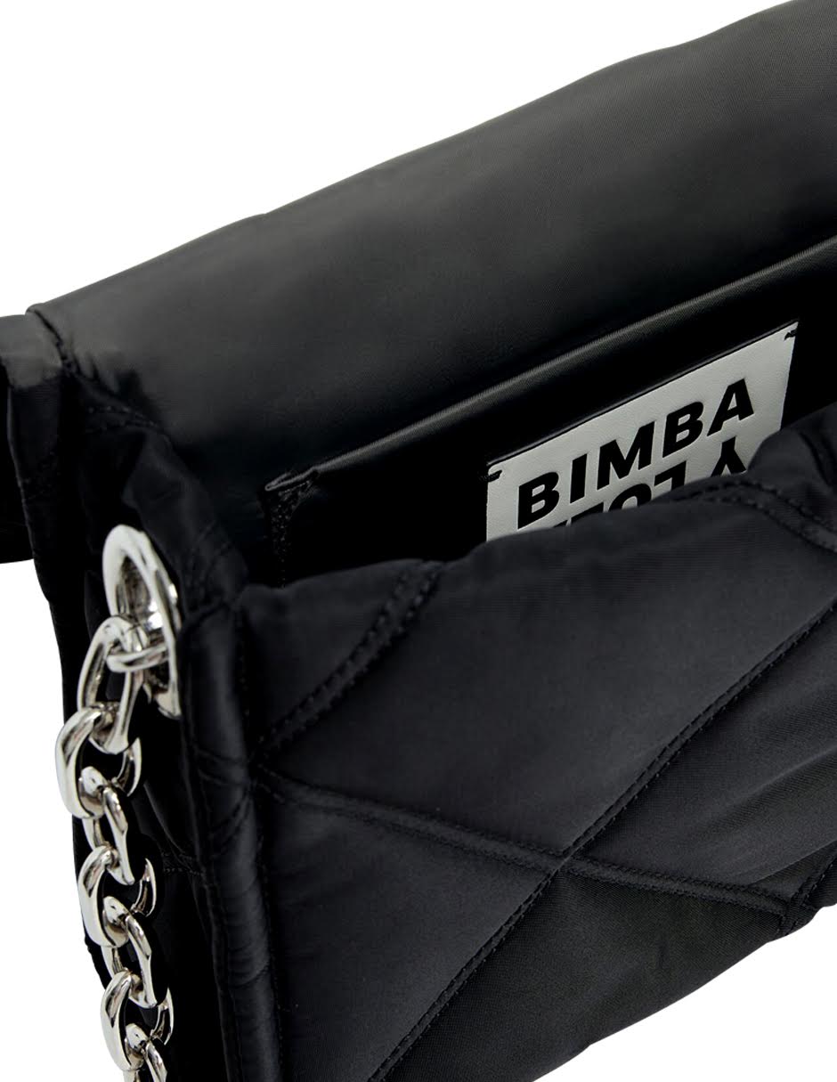 Bolso Bimba Y Lola Bandolera Nylon Acolchado Negro 25x22 Cm