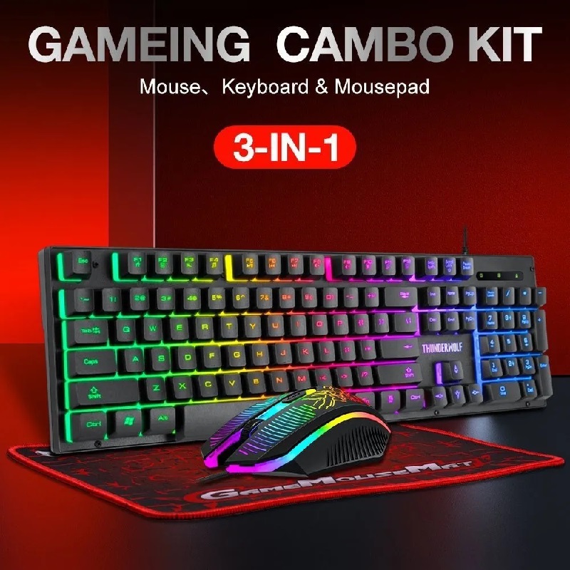 Kit Teclado Y Mouse Gamer Usb Led Rgb + Mousepad