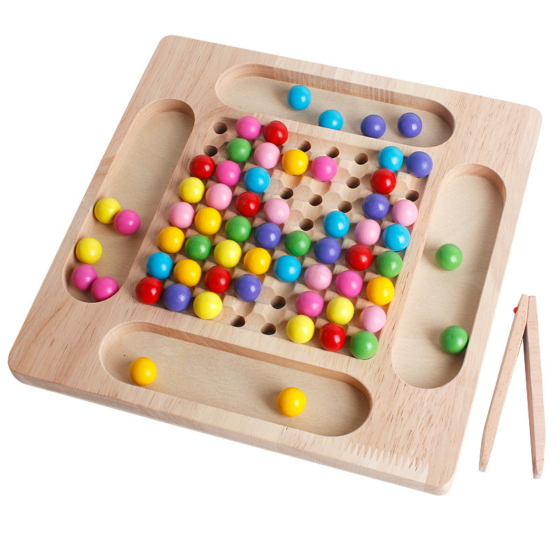 Juego tablero creativo Montessori con palillos y esferas de madera con múltiples combinaciones Yuff!