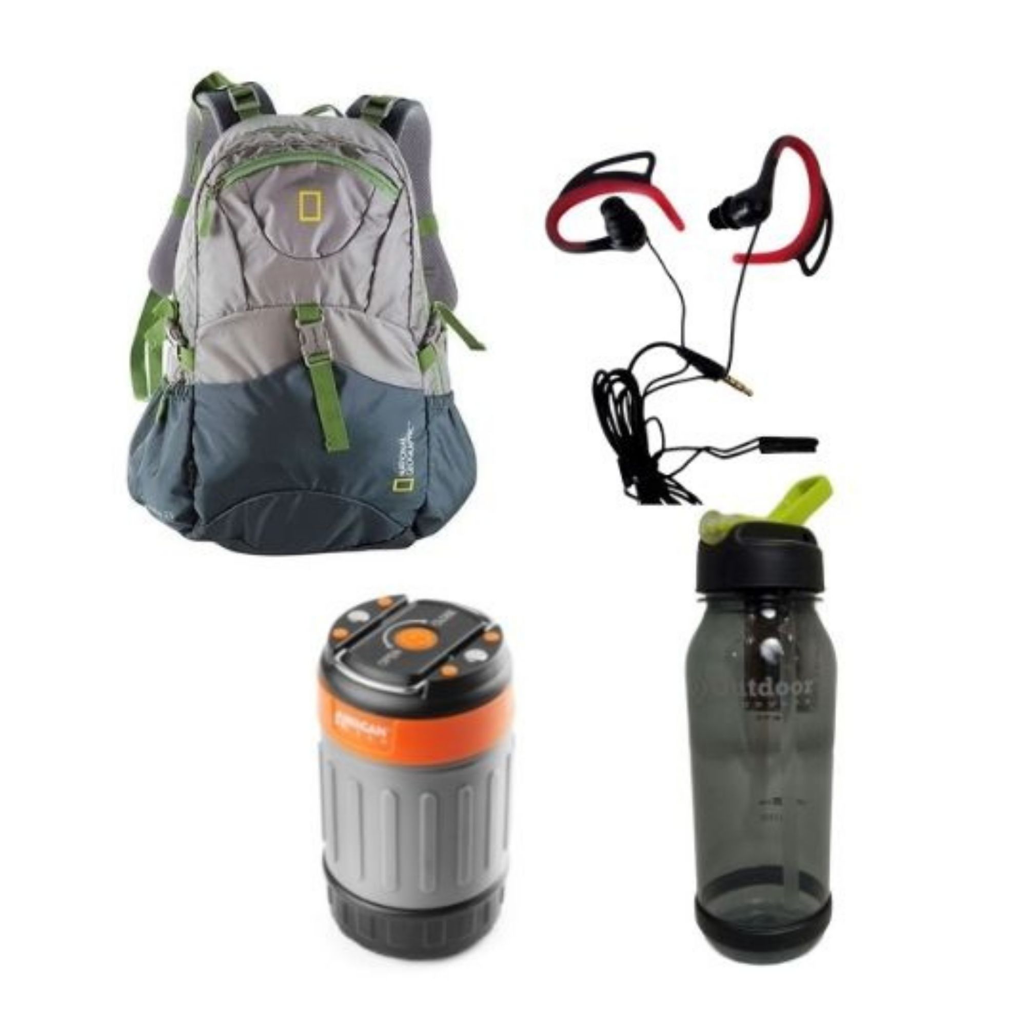 Combo Mochila De 25 L, Linterna, Botella 750 Ml Y Audífonos