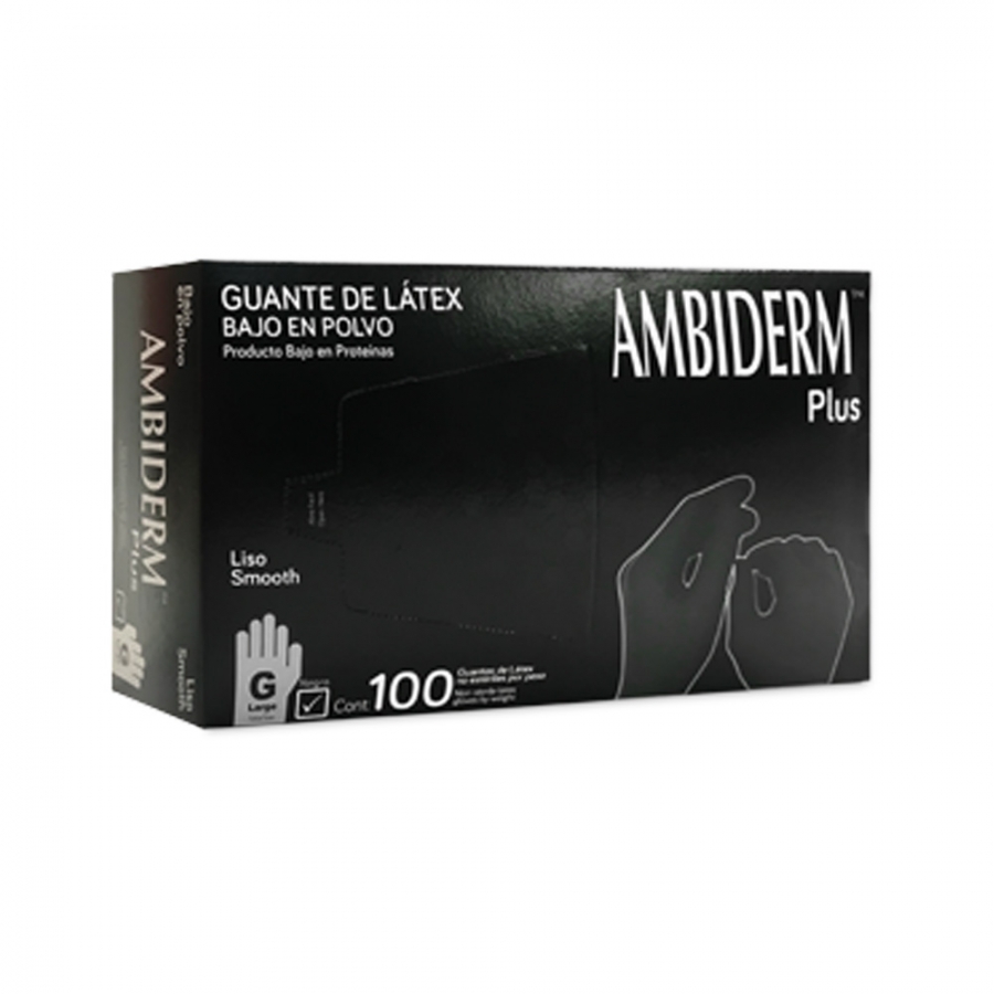Guantes Ambiderm Negro Caja con 100 piezas - Mediano