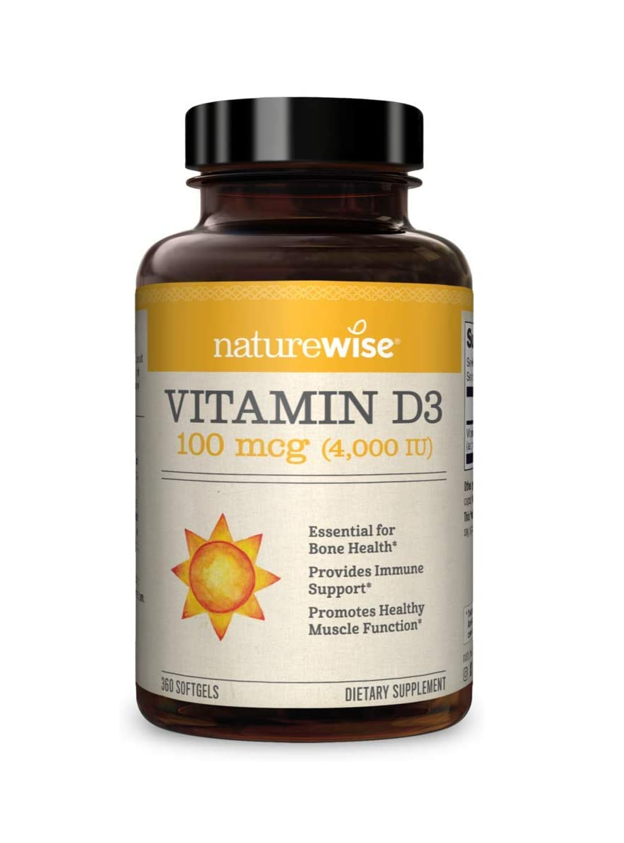NatureWise Vitamina D3 4000 IU sin gluten 360 cápsulas de aceite 4.16 Onzas