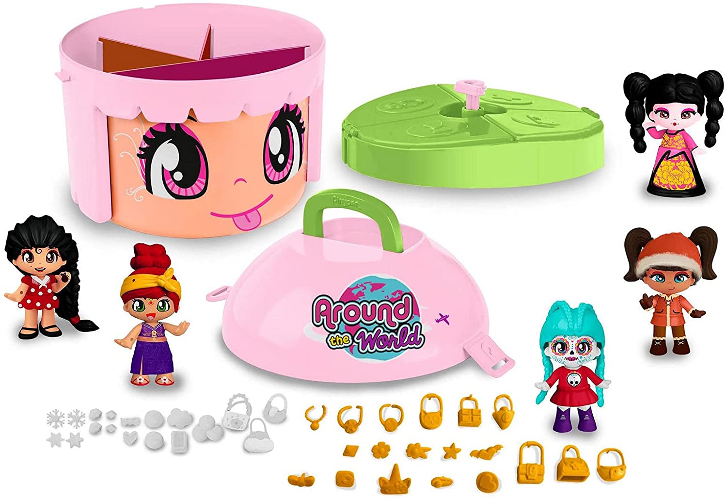 Pinypon Cabeza Color Rosa Around The World 5 Muñecas