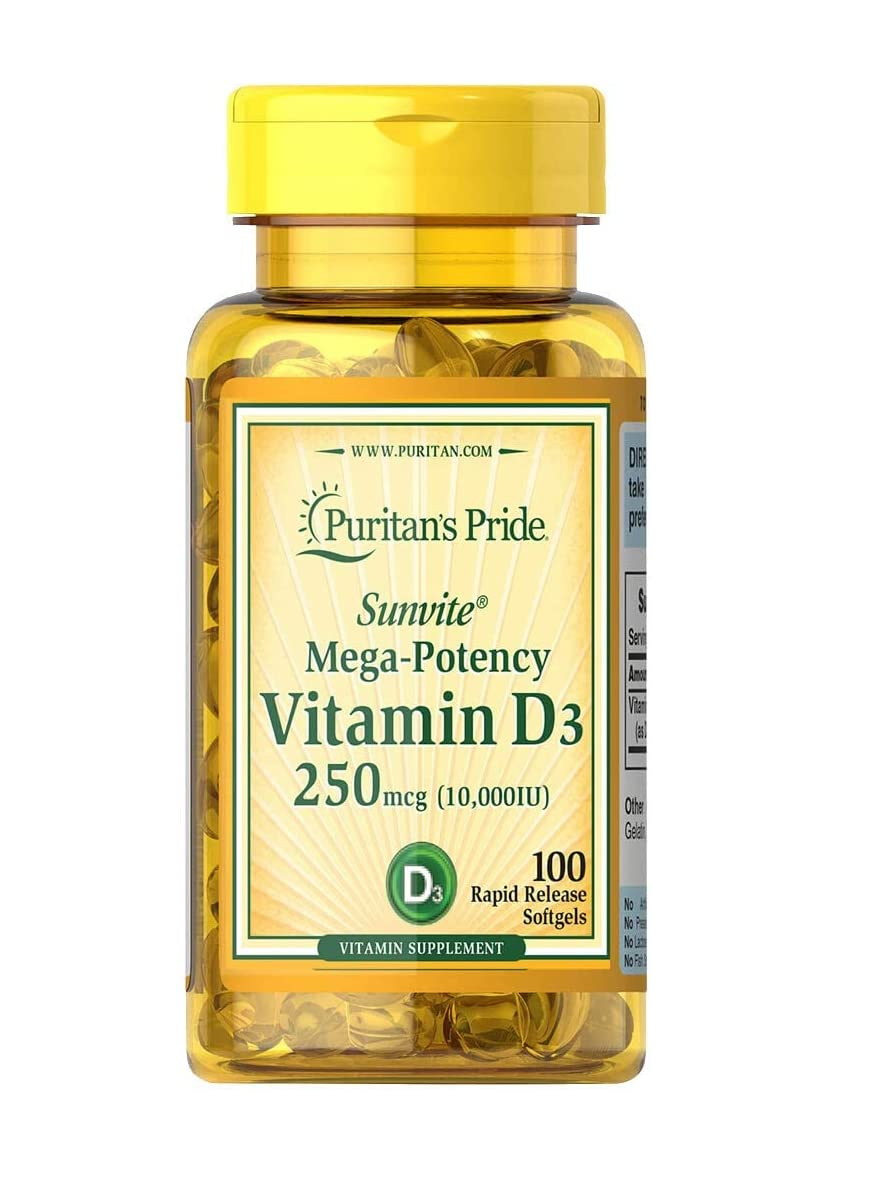 Puritans Pride Vitamina D3 10000 IU 100 cápsulas blandas 1.76 Onzas