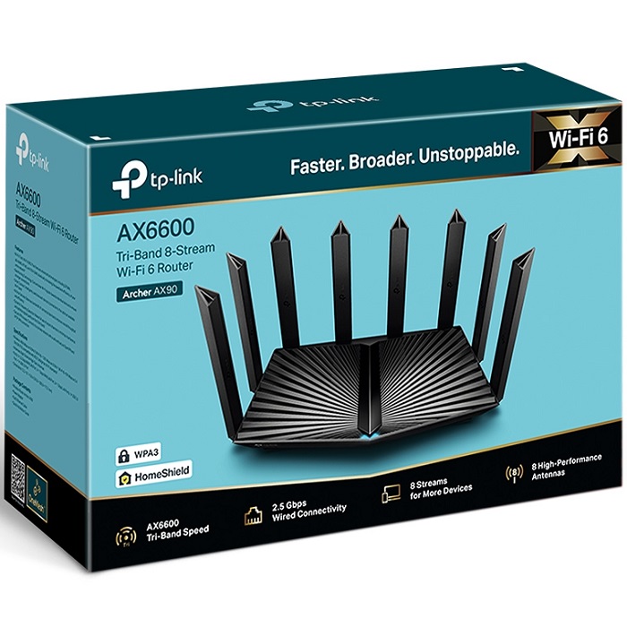 Router Inalambrico Tp-Link Archer AX90 AX6600 Wi-Fi 6 Tri-Banda 2.4 Y 5GHz