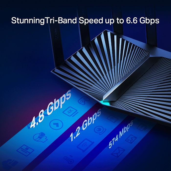 Router Inalambrico Tp-Link Archer AX90 AX6600 Wi-Fi 6 Tri-Banda 2.4 Y 5GHz