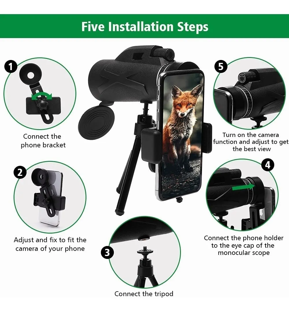 Telescopio Láser Y Iluminado Con Tripop Y Clip