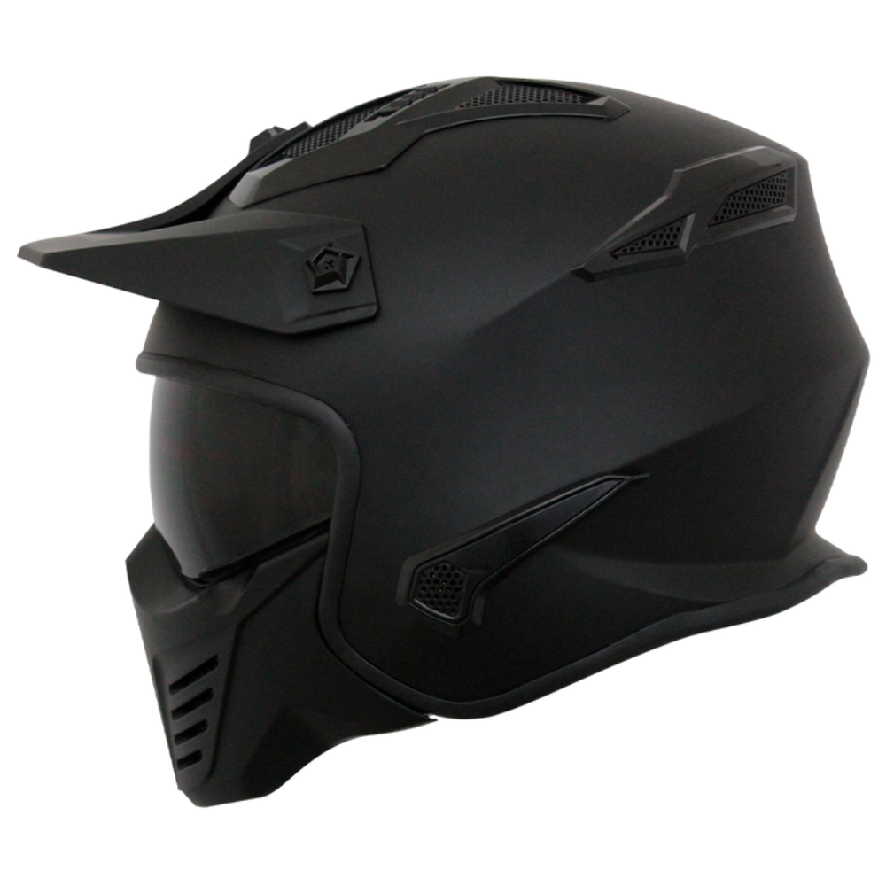 KOV Casco Rock-O Negro Mate Modular MENTONERA Desmontable