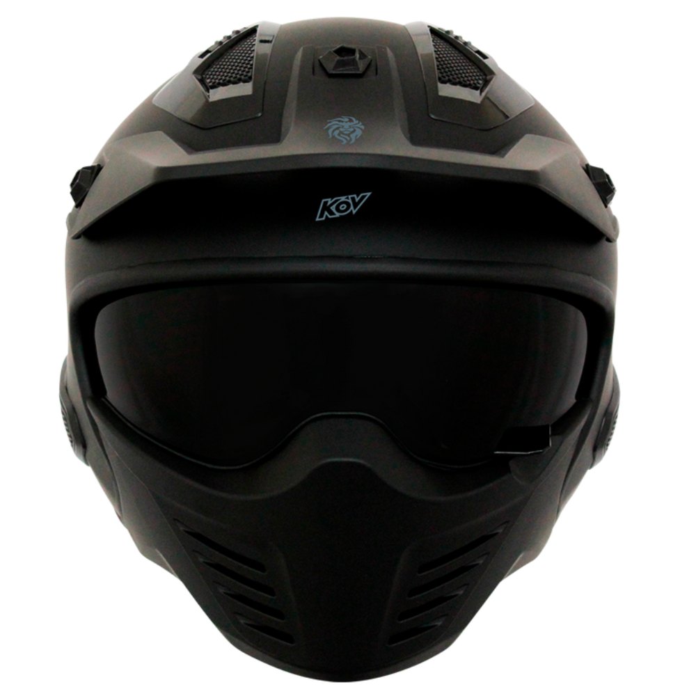 KOV Casco Rock-O Negro Mate Modular MENTONERA Desmontable