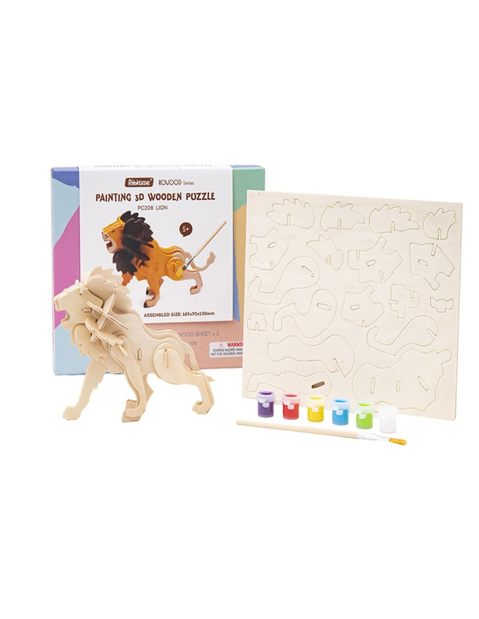 León Melena Armar Madera Pintar Decorativo Niños Robotime