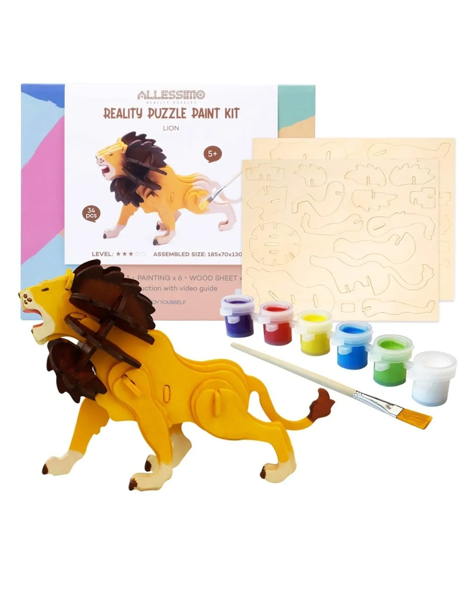 León Melena Armar Madera Pintar Decorativo Niños Robotime