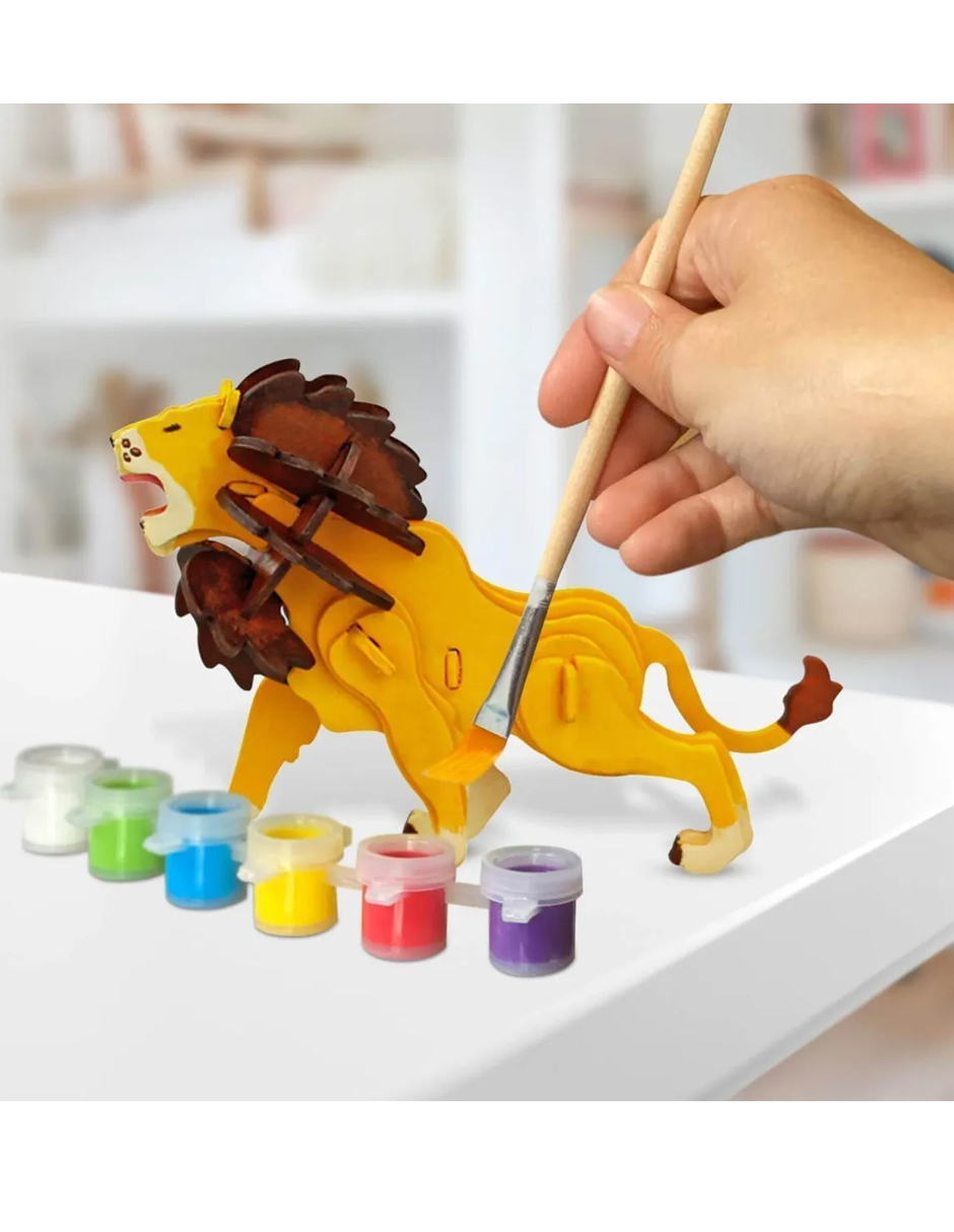 León Melena Armar Madera Pintar Decorativo Niños Robotime