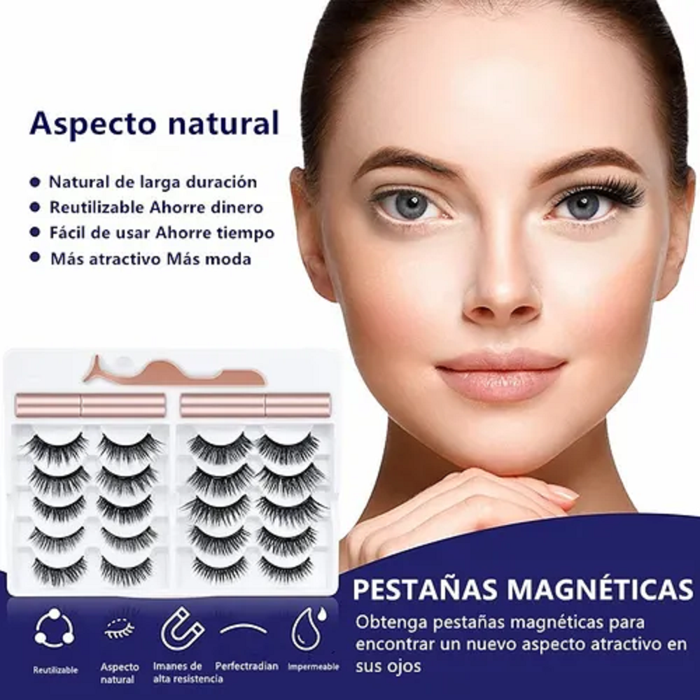 10 Pares Pestañas Magnéticas Con Delineador De Ojos Y Pinza