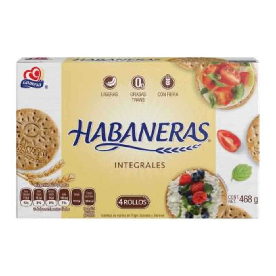 Galletas Habaneras Integrales Gamesa 468g 4 Rollos Paquete